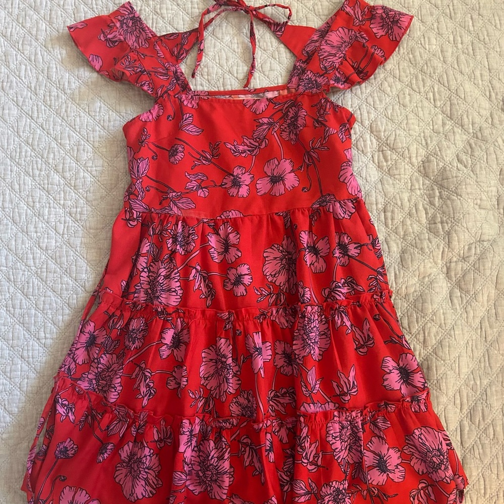 Floral Red and Pink Dress